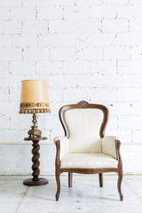 White Retro Chair with Lamp
