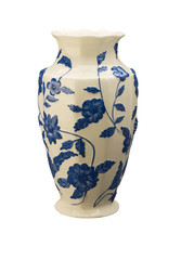 White Vase with blue flowers