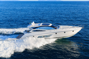 luxury motoryacht in  navigation