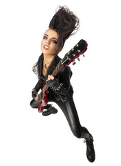 Rock musician in leather clothes