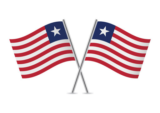 Liberia flags. Vector illustration.