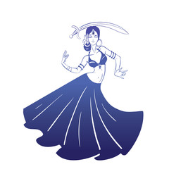 Dancing woman in expressive pose. flat silhouette