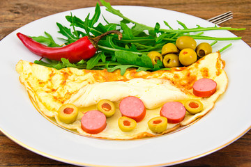 Healthy and Diet Food: Scrambled Eggs with Vegetables