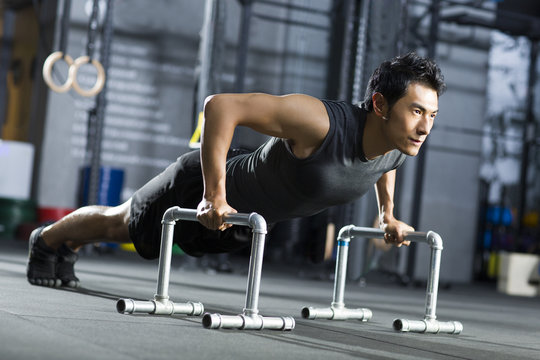 Young man practicing crossfit