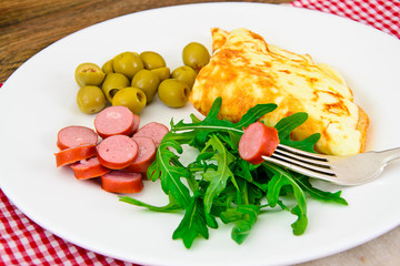 Healthy and Diet Food: Scrambled Eggs with Vegetables