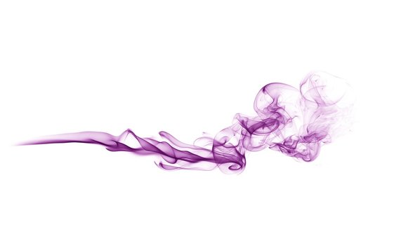 violet smoke trail on white background