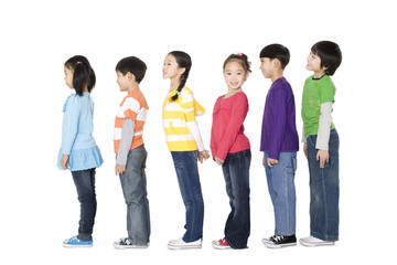 Fototapeta premium A group of children standing in a row