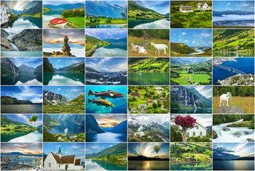 Norway natural landscapes travel collage