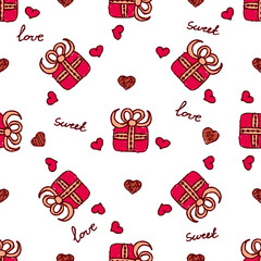 Vector handdrawn seamless pattern for Saint Valentine's day