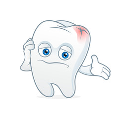 Tooth cartoon mascot had toothache