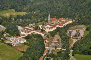 Fototapeta na wymiar Zwettl Monastery, Lower Austria, aerial view