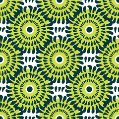 Green chrysanthemum seamless vector pattern. Texture be used for printing on fabric or paper and background on linens.