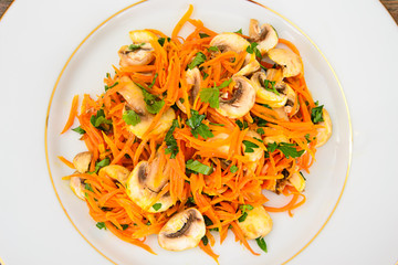 Healthy and Diet Food: Salad Carrot Mushrooms