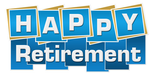 Happy Retirement Blue Squares Stripes 