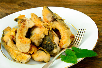 Healthy and Diet Food: Fried Fish Carp.