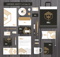 Vector artistic corporate identity template with color elements. 