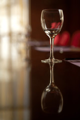 Glass on table