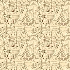Seamless pattern with funny foxes