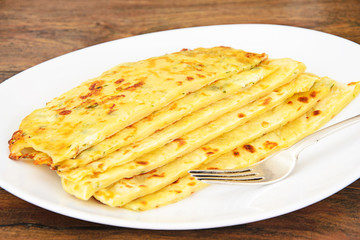 Tortilla with Cheese, Khachapuri. Georgian Traditional National 
