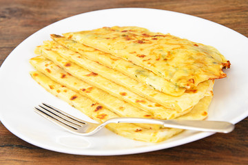 Tortilla with Cheese, Khachapuri. Georgian Traditional National 