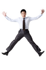 Portrait of a Businessman Jumping Up