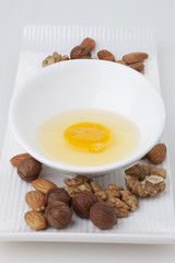 Cracked Raw Egg and Mixed Nuts