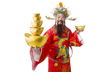 Chinese God of Wealth celebrating Chinese New Year