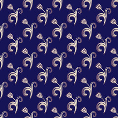 Dark blue seamless floral pattern