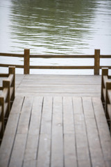 Fototapeta premium Pond and terrace in park