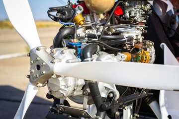 Close up of propeller and engine