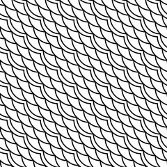 Black and white diagonal fish scale seamless pattern. Monochrome fabric background. © YoPixArt