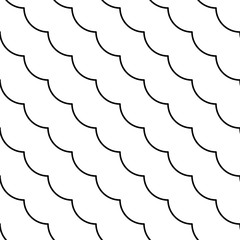 Black and white diagonal fish scale seamless pattern. Monochrome minimal style fabric background.