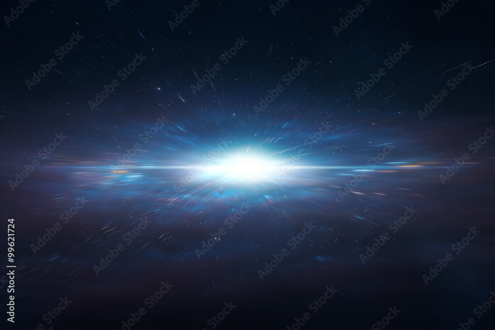 Wall mural abstract lens flare space or time travel concept background
