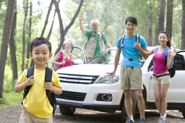 Family on a trip out in the country