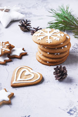 Group of christmas  cookies  on white background.