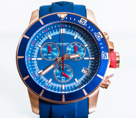 Close-up wristwatch blue