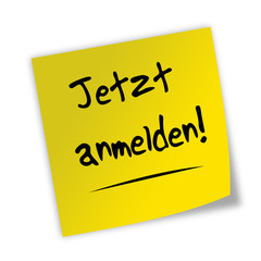 Haftnotiz Jetzt anmelden