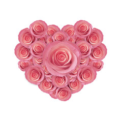 heart of beautiful pink roses flower, happy valentine day