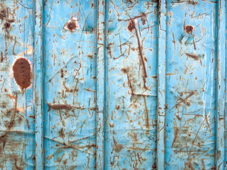 Detail eines verkratzten Containers