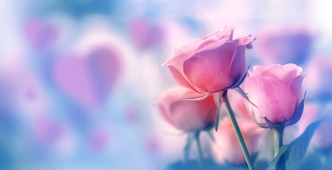 Fototapeta na wymiar Happy valentine day soft pink nature color tone design, Blur and Select focus background