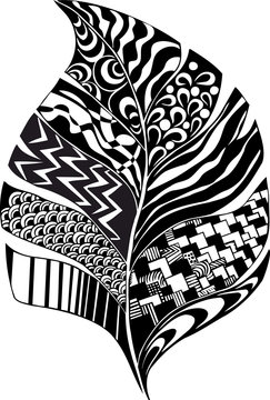 Abstract leaf with zentangle