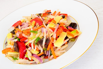 Chinese Vegetable Stew. Paprika, Peas, Carrots. Diet Food