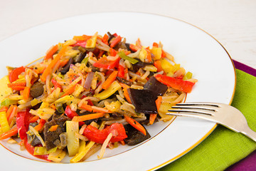 Chinese Vegetable Stew. Paprika, Peas, Carrots. Diet Food