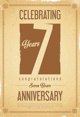 Anniversary retro vintage background 7 years