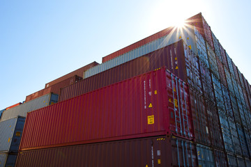 Cargo containers in shipping dock