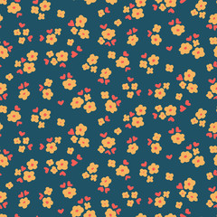 Fototapeta na wymiar Flowers and hearts - seamless vector pattern
