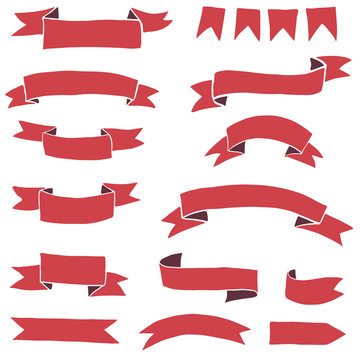 Collection of red ribbons - vector