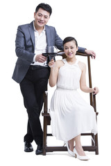 Obraz premium Happy couple with wine