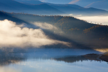 Natural Scenery of Aershan covered by fog,China