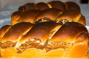 traditional romanian pie with poppy seeds and nut